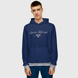 Толстовка-худи мужская Sporty lifestyle синий фон для тенниса, цвет: 3D-меланж — фото 2