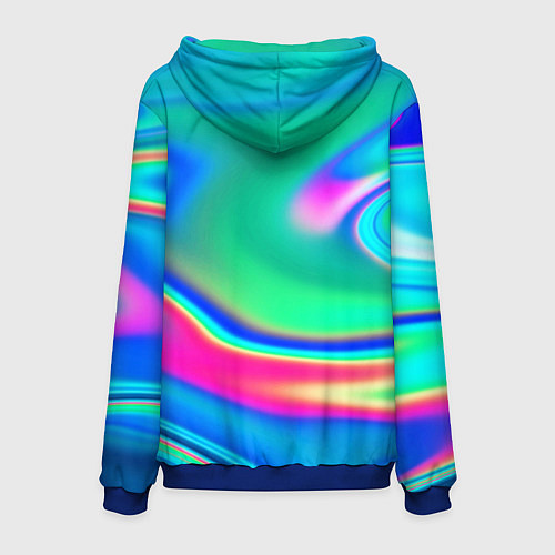 Мужская толстовка Неоновые голографические краски - светло-голубоват / 3D-Синий – фото 2