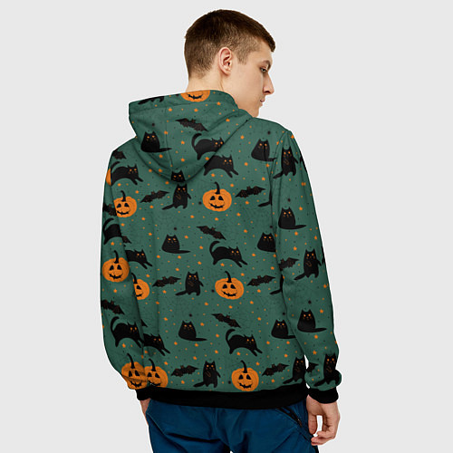 Мужская толстовка Хэллоуин и черный кот / 3D-Черный – фото 4