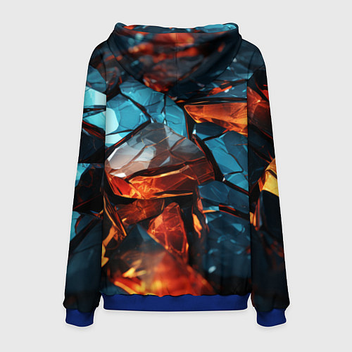Мужская толстовка Разломленные камни с янтарным свечением / 3D-Синий – фото 2