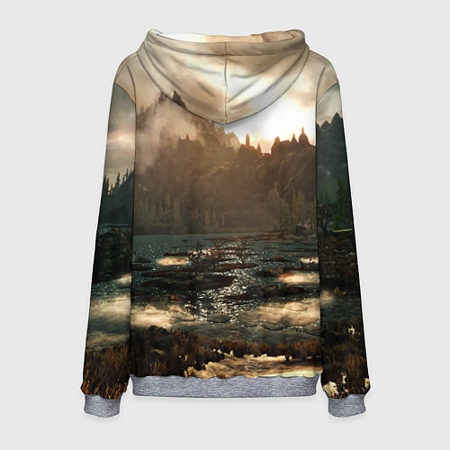 Мужская толстовка Skyrim logo природа / 3D-Меланж – фото 2