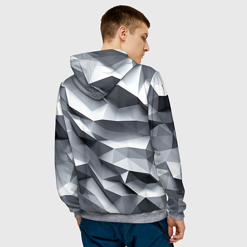 Мужская толстовка Белая геометрия с искажением / 3D-Меланж – фото 4
