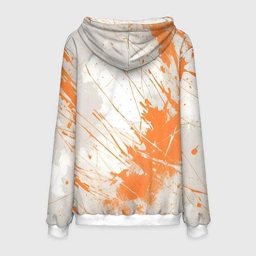 Мужская толстовка Оранжевая краска на белом / 3D-Белый – фото 2