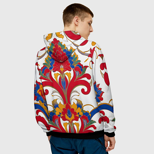 Мужская толстовка Яркий алый узор / 3D-Черный – фото 4