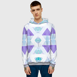 Толстовка-худи мужская Нежная геометрическая абстракция голубоватая, цвет: 3D-меланж — фото 2