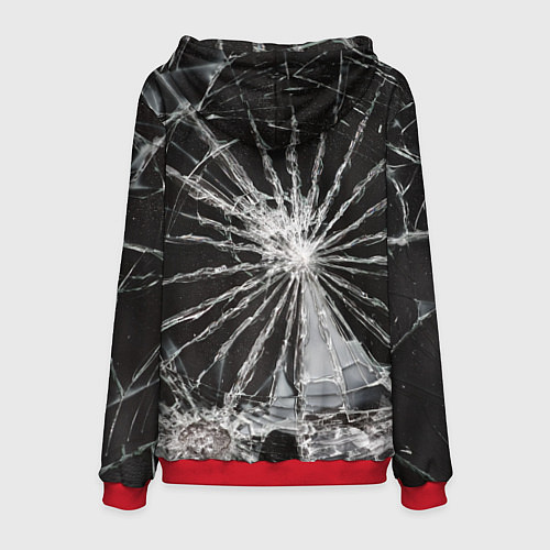 Мужская толстовка Треснутое стекло черная текстура / 3D-Красный – фото 2