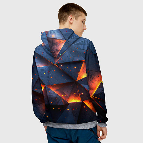 Мужская толстовка Геометрический рендер с эффектом свечения / 3D-Меланж – фото 4