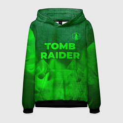 Толстовка-худи мужская Tomb Raider - green gradient посередине, цвет: 3D-черный