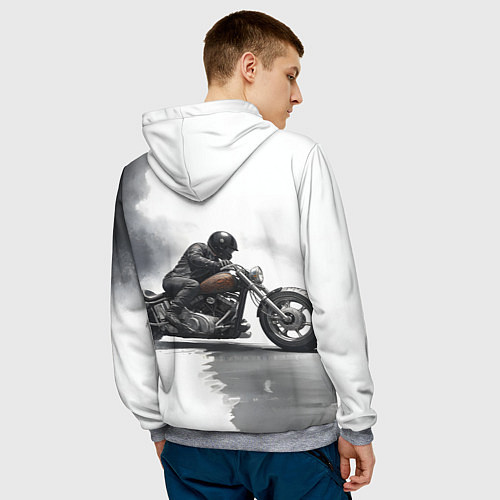 Мужская толстовка Крутой байкер скетч / 3D-Меланж – фото 4