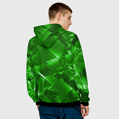 Мужская толстовка Прозрачная изумрудная геометрия / 3D-Черный – фото 4