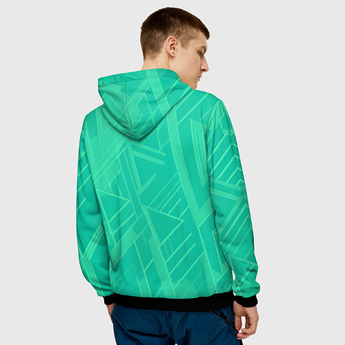 Мужская толстовка Мятный зелёный однотонный геометричный / 3D-Черный – фото 4