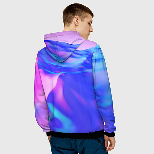 Мужская толстовка Неоновая текстура абстракция / 3D-Черный – фото 4