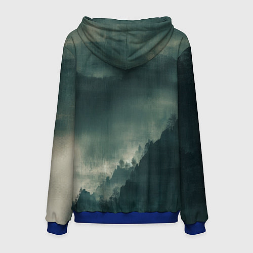 Мужская толстовка Храм в горах - японский пейзаж / 3D-Синий – фото 2