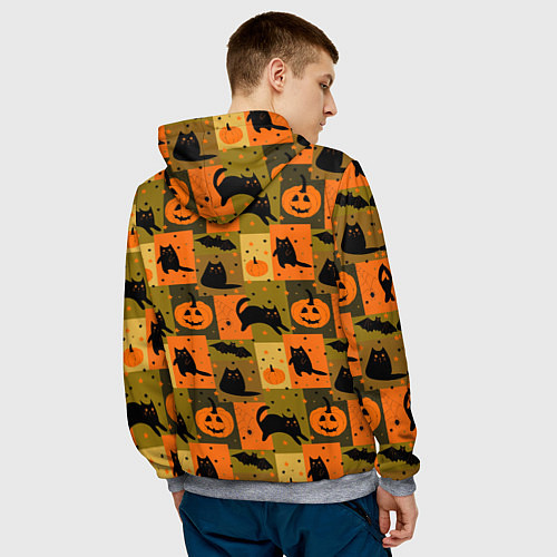 Мужская толстовка Хэллоуин мозаика / 3D-Меланж – фото 4