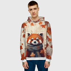 Толстовка-худи мужская Осенняя красная панда, цвет: 3D-белый — фото 2