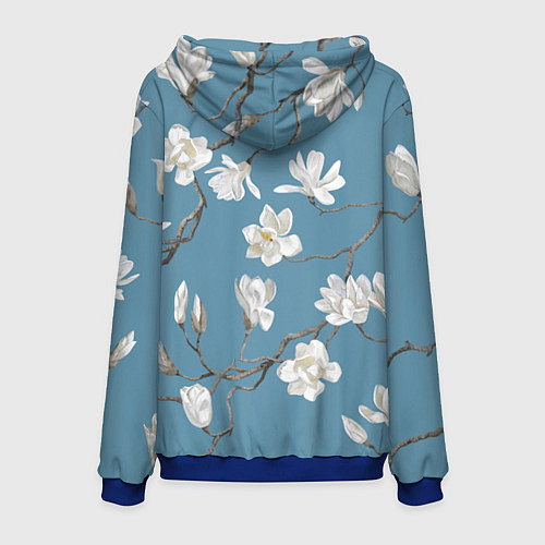 Мужская толстовка Цветы акварелью ветки магнолии / 3D-Синий – фото 2