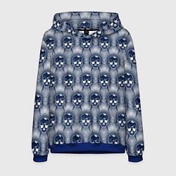 Толстовка-худи мужская Черепной паттерн, цвет: 3D-синий