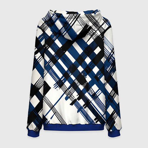 Мужская толстовка Косая клетка бело-синяя / 3D-Синий – фото 2