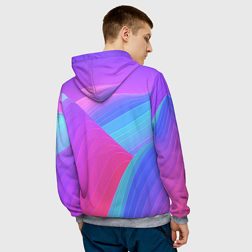 Мужская толстовка Неоновая геометрия полосы / 3D-Меланж – фото 4