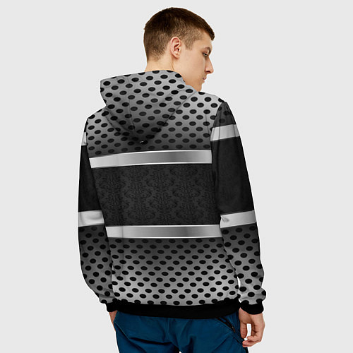 Мужская толстовка Герб РФ текстура карбон / 3D-Черный – фото 4