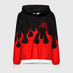 Толстовка-худи мужская Linkin park logo fire, цвет: 3D-белый