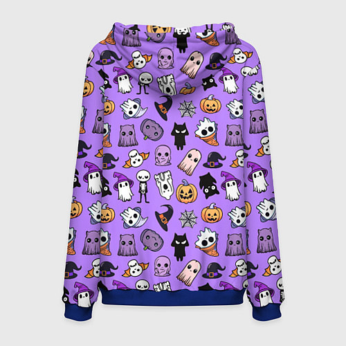 Мужская толстовка Кавайный хэллоуин - призраки и черепа на сиреневом / 3D-Синий – фото 2