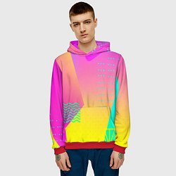 Толстовка-худи мужская Неоновая геометрия градиент, цвет: 3D-красный — фото 2
