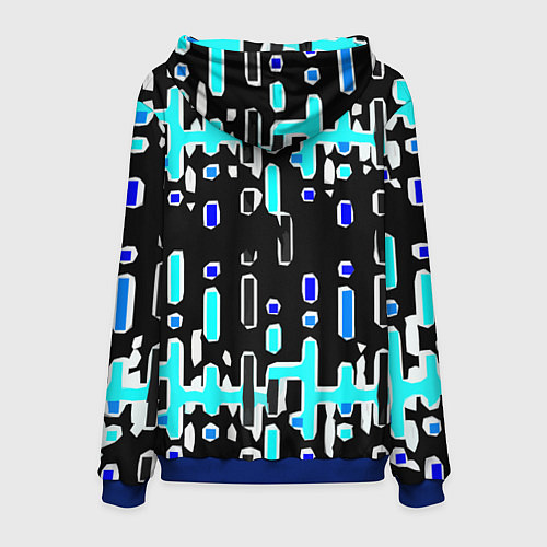 Мужская толстовка Синие линии и точки на чёрном фоне / 3D-Синий – фото 2