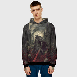 Толстовка-худи мужская Рыцарь с багровым мечом, цвет: 3D-черный — фото 2
