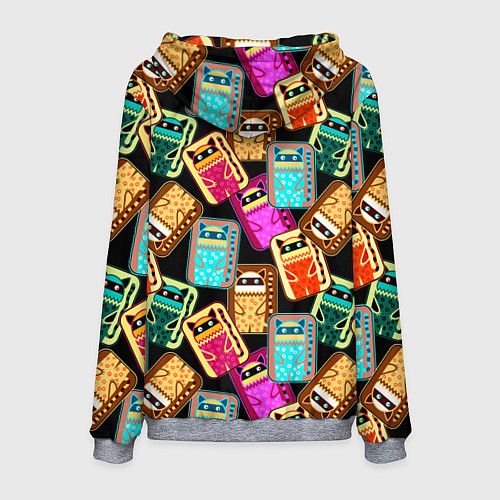 Мужская толстовка Разноцветные котики паттерн / 3D-Меланж – фото 2