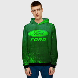 Толстовка-худи мужская Ford - green gradient, цвет: 3D-черный — фото 2