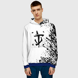 Толстовка-худи мужская Doom logo краски чёрные, цвет: 3D-синий — фото 2