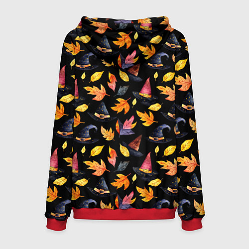 Мужская толстовка Ведьмина шляпа - паттерн / 3D-Красный – фото 2