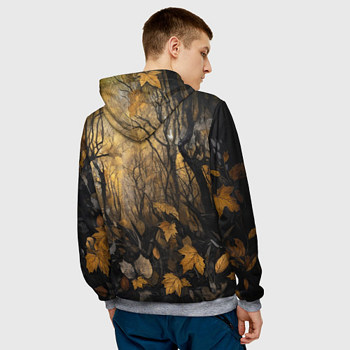 Мужская толстовка Благородный волк в осеннем лесу / 3D-Меланж – фото 4