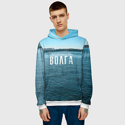 Толстовка-худи мужская Река Волга, цвет: 3D-белый — фото 2