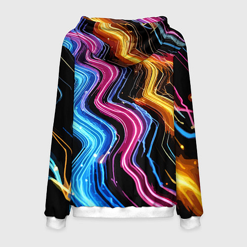 Мужская толстовка Неоновые полосы - нейроарт / 3D-Белый – фото 2