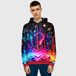 Толстовка-худи мужская Neon fantasy - ai art, цвет: 3D-красный — фото 2
