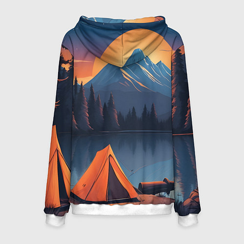 Мужская толстовка Палатка на берегу озера / 3D-Белый – фото 2