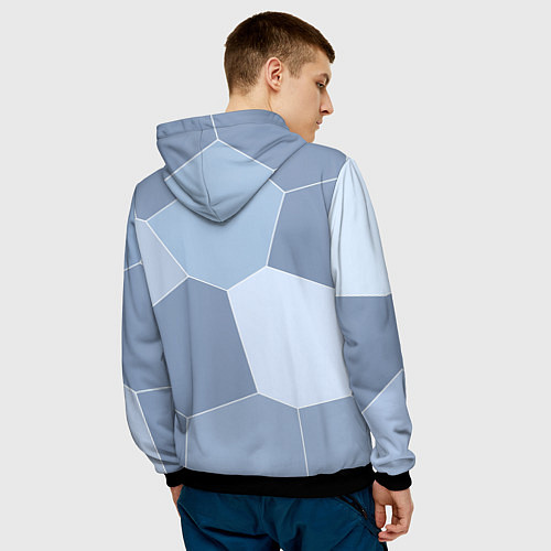 Мужская толстовка Стальной голубой крупная мозаика / 3D-Черный – фото 4