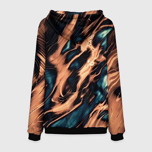Мужская толстовка Абстракция тёмный бирюзово-медный / 3D-Черный – фото 2