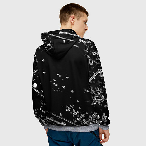 Мужская толстовка Герб РФ черно белые краски / 3D-Меланж – фото 4