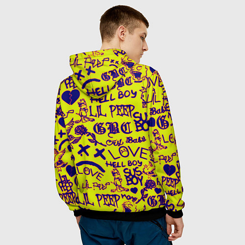 Мужская толстовка Lil peep rap pattern / 3D-Черный – фото 4