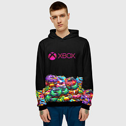 Толстовка-худи мужская Xbox пончики, цвет: 3D-черный — фото 2