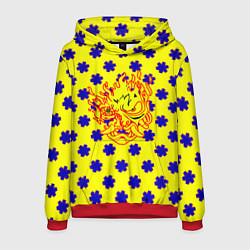 Толстовка-худи мужская Samurai fire logo steel, цвет: 3D-красный