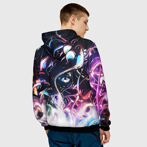 Мужская толстовка Фрактальный узор текстура / 3D-Черный – фото 4