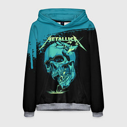 Толстовка-худи мужская Metallica - молния пробивает череп, цвет: 3D-меланж