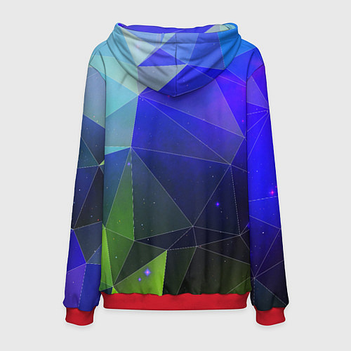 Мужская толстовка Неоновые треугольники геометрия / 3D-Красный – фото 2