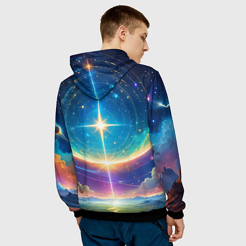 Мужская толстовка Звезда галактики / 3D-Черный – фото 4