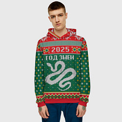 Толстовка-худи мужская 2025 новый год змеи, цвет: 3D-красный — фото 2