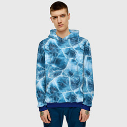 Толстовка-худи мужская Текстура льда, цвет: 3D-синий — фото 2